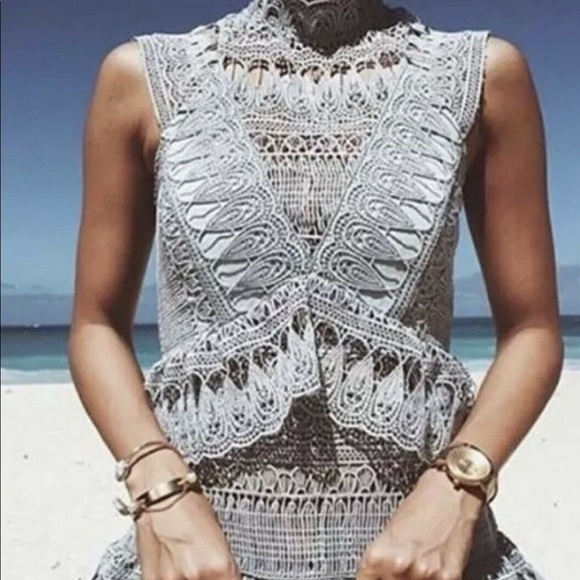 Self Portrait Teardrop Guipure Lace Mini Dress - Picture 3 of 10